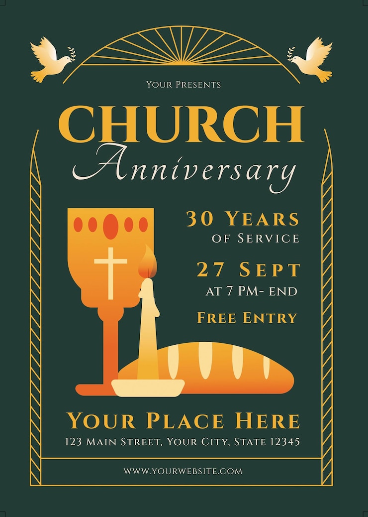 PSD flyer dell'anniversario della chiesa