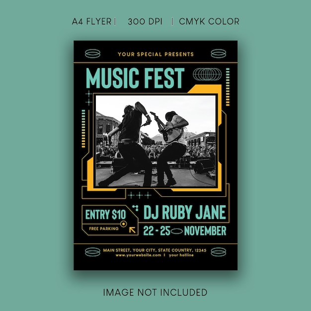 PSD flyer des musikfestivals