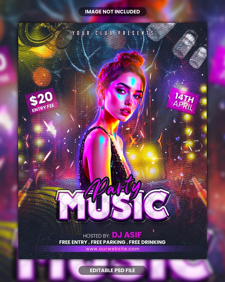 PSD flyer di musica per feste