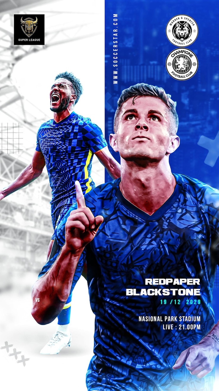 PSD flyer del día del partido de fútbol y banner de las redes sociales plantillas de promoción de instagram