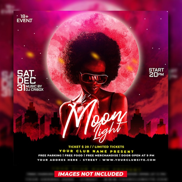 Flyer Dj Party Night Template Design Premium