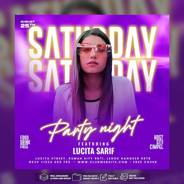 Flyer DJ Party Social Media Vorlage Premium Psd