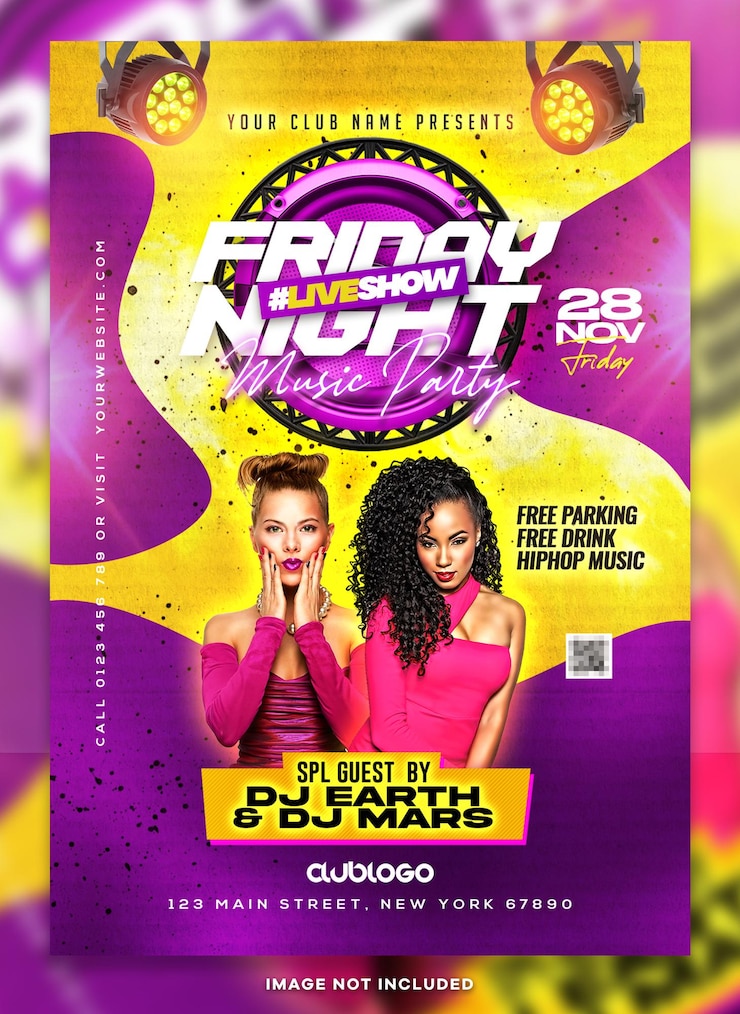 PSD flyer do evento de música ao vivo da noite de sexta-feira psd