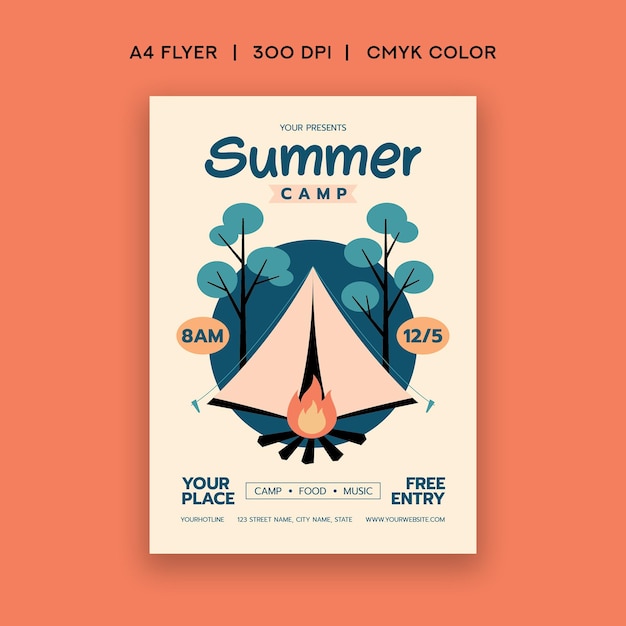 PSD flyer du camp d'été