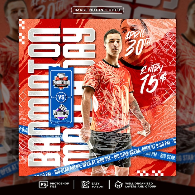 Flyer Du Jour Du Match De Badminton Publication Sur Les Réseaux Sociaux