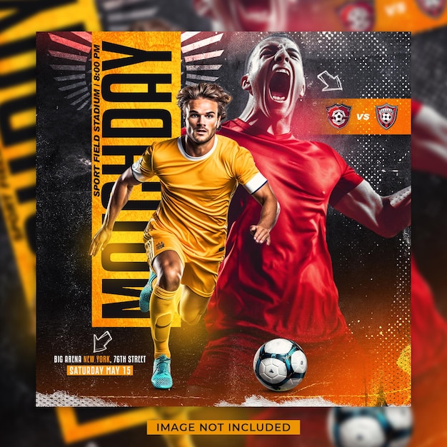 Flyer du jour du match de football et modèle de bannière pour les médias sociaux