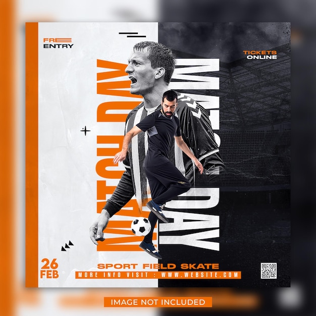 Flyer du jour du match de football et modèle de bannière pour les médias sociaux