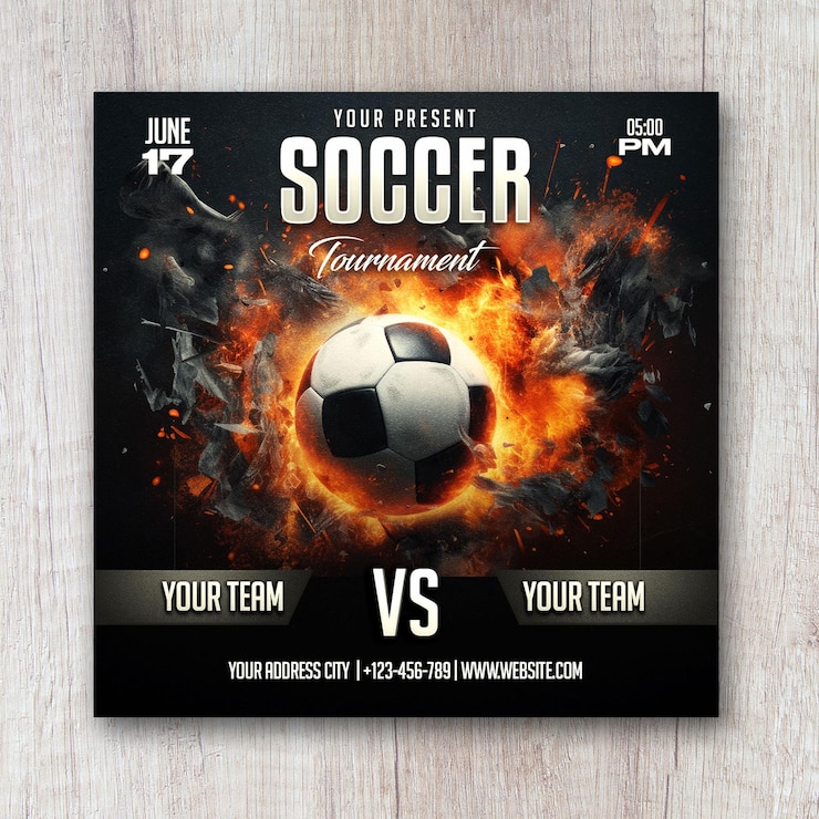 PSD flyer du jour du match de football et modèle de bannière pour les médias sociaux