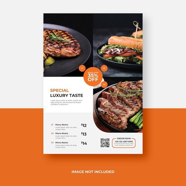 PSD flyer du menu alimentaire