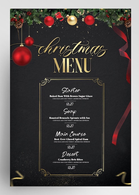 PSD flyer du menu spécial de noël