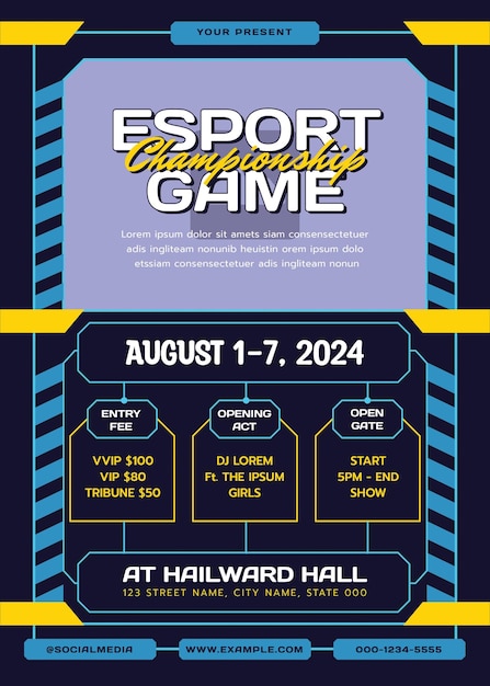 PSD flyer du tournoi d'e-sport psd