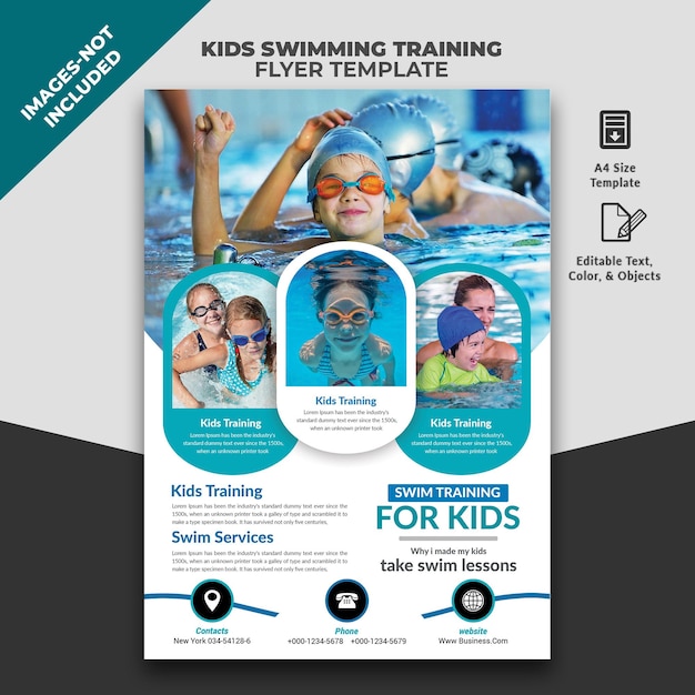 Flyer de entrenamiento de natación para niños