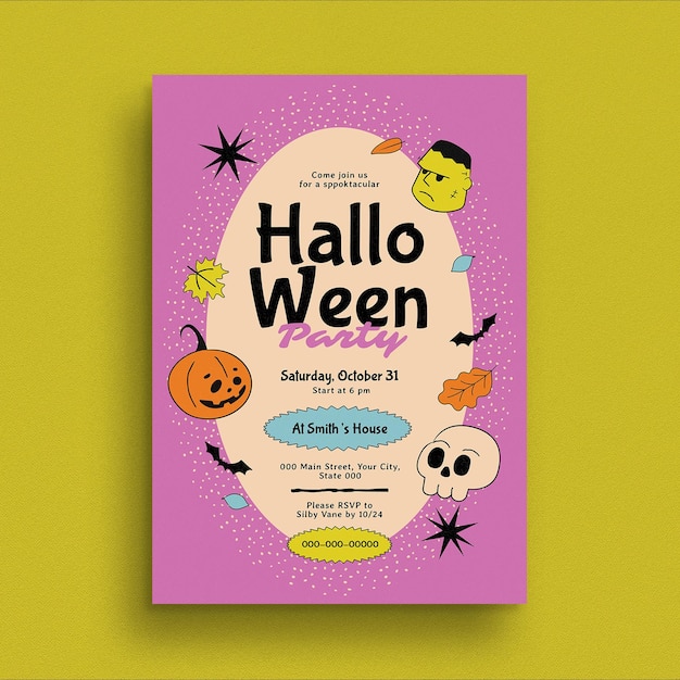 PSD flyer d'événement de fête d'halloween coloré