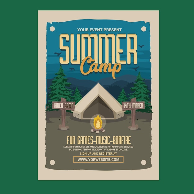 Flyer del evento del campamento de verano