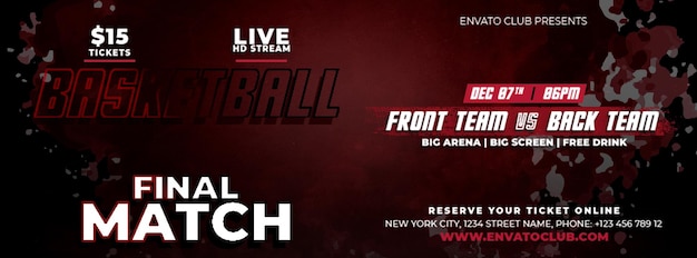 Flyer del evento del partido final de baloncesto