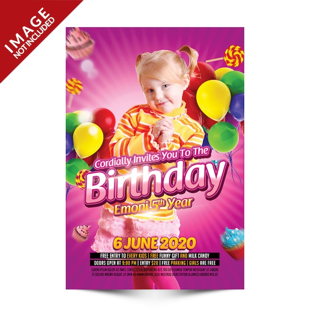 PSD flyer fête d'anniversaire enfants