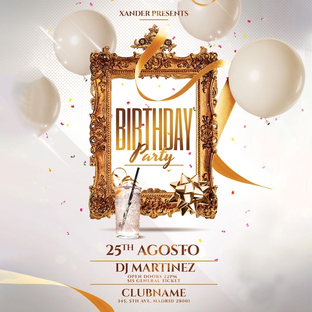 PSD flyer de fête d'anniversaire de modèle psd