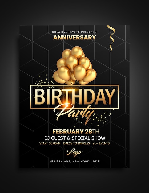 Flyer de fête d'anniversaire PSD