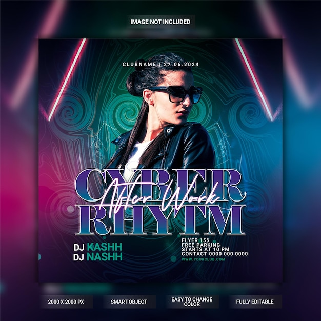 Flyer De La Fête Du Club De Cyber Rythme