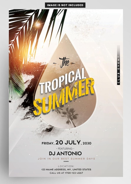 PSD flyer de la fête du club de plage tropicale