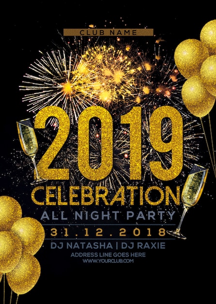 Flyer fête du nouvel an 2019