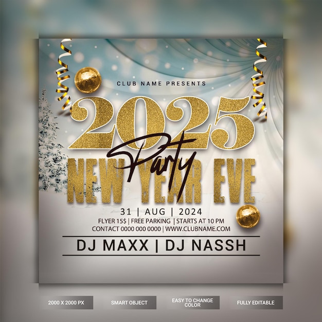 Flyer de la fête du Nouvel An de 2025