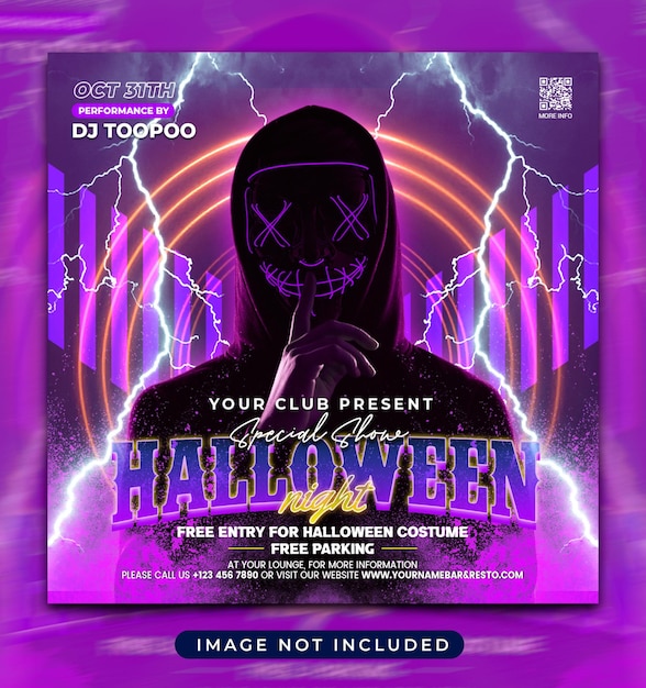 Flyer De Fête D'halloween Publication Sur Les Médias Sociaux Instagram