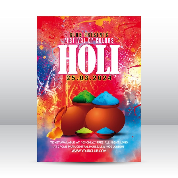 PSD un flyer de fête holi ou un post sur instagram