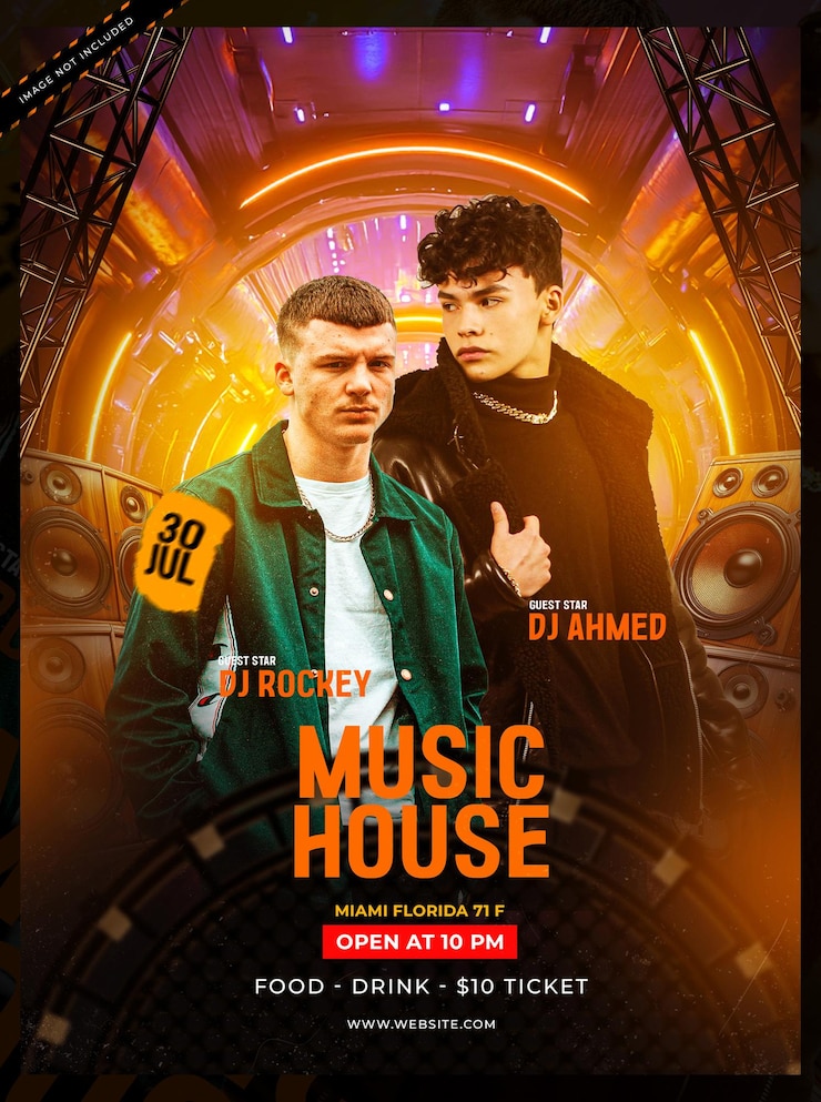 PSD flyer de la fête de la maison de musique et modèle de médias sociaux