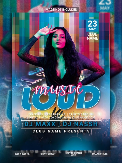 Flyer de fête avec de la musique forte