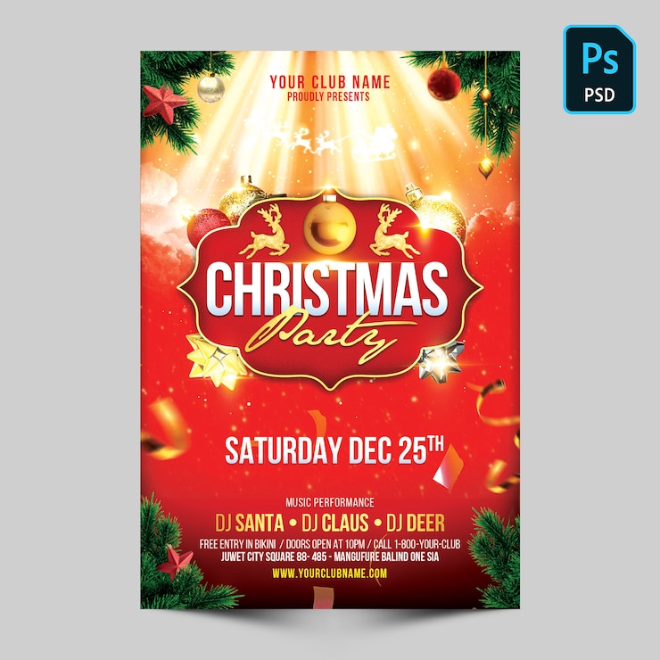 PSD flyer de la fête de noël