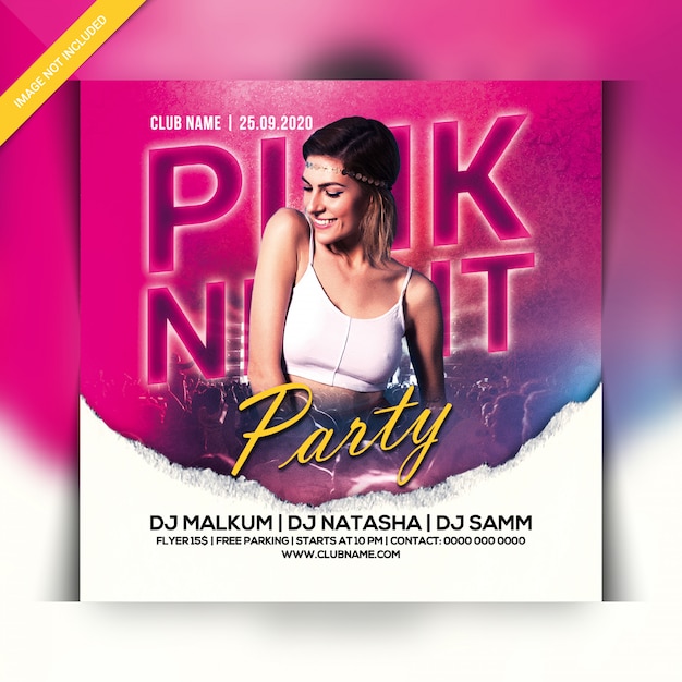 PSD flyer fête rose nuit