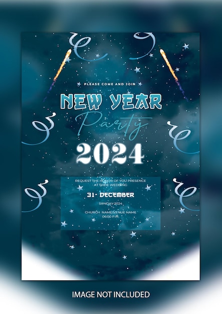 Flyer de la fiesta de año nuevo de 2024