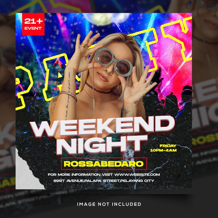 Flyer de fiesta de evento de dj de noche de música o banner de redes sociales