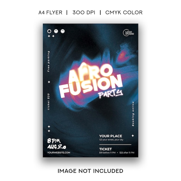 Flyer de la fiesta de la fusión afro
