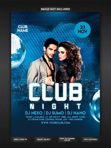 Flyer de la fiesta de la noche del club