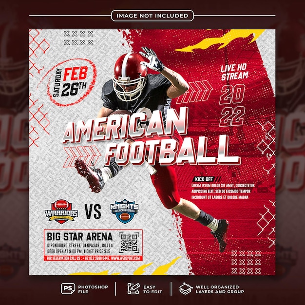 Flyer De Football Américain Sur Les Médias Sociaux