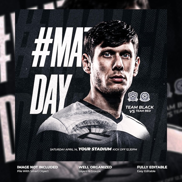 Flyer de football ou modèle de message sur les réseaux sociaux