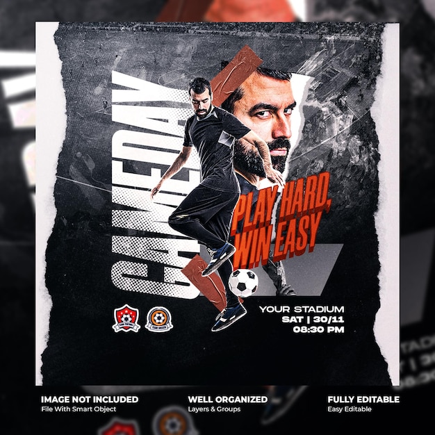 Flyer de football ou modèle de publication sur les réseaux sociaux