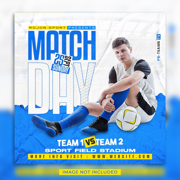 Flyer für den Fußball-Fußball-Spieltag und Social-Media-Banner-Vorlage