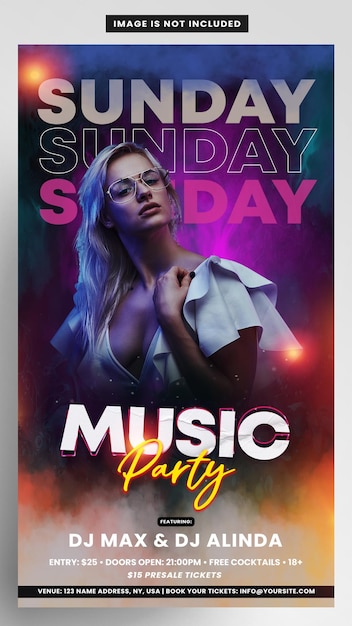 Flyer de l'histoire d'Instagram de la fête du club de nuit
