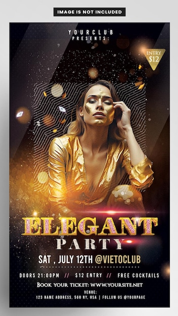 Un flyer d'histoire d'Instagram pour une fête élégante