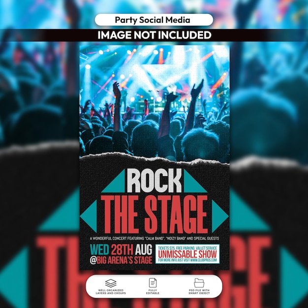 Flyer indépendant de musique rock PSD et modèle de message sur les médias sociaux