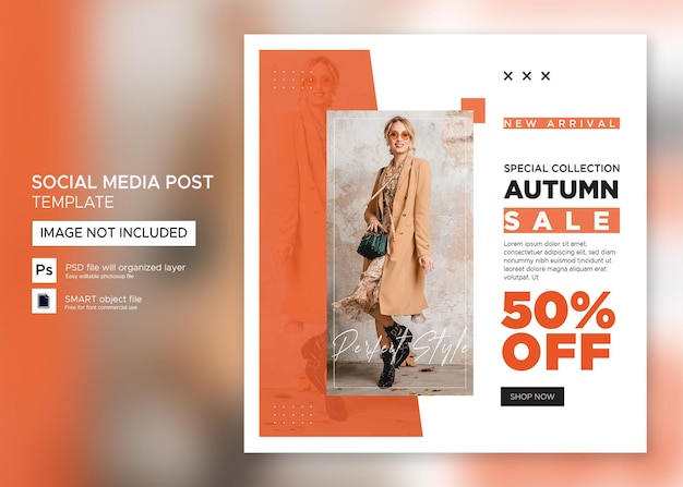 Flyer instagram plat pour modèle de poste de vente de vêtements PSD Premium