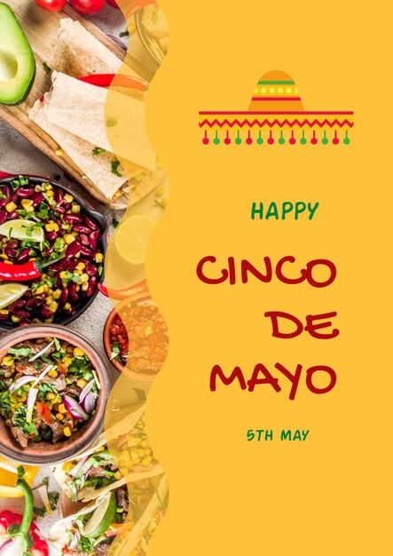 PSD le flyer jaune du cinco de mayo