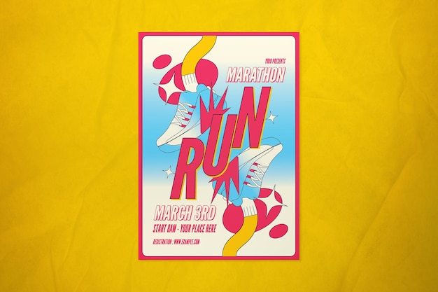 Flyer de marathon de course maximaliste rose