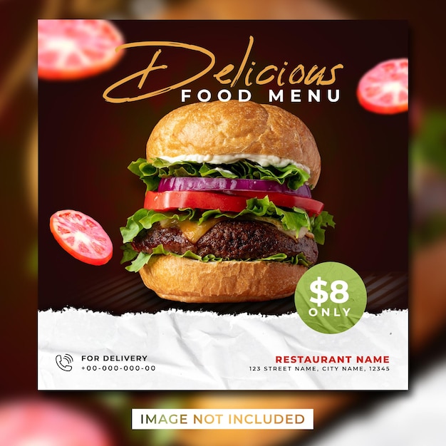 Flyer De Menu Alimentaire Bannière De Modèle De Publication Sur Les Médias Sociaux