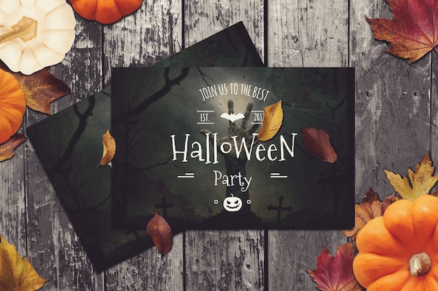 Flyer mockup mit halloween-design