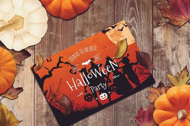 Flyer mockup mit halloween-design