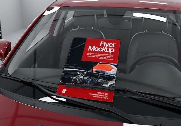 Flyer Mockup on Car Windshield